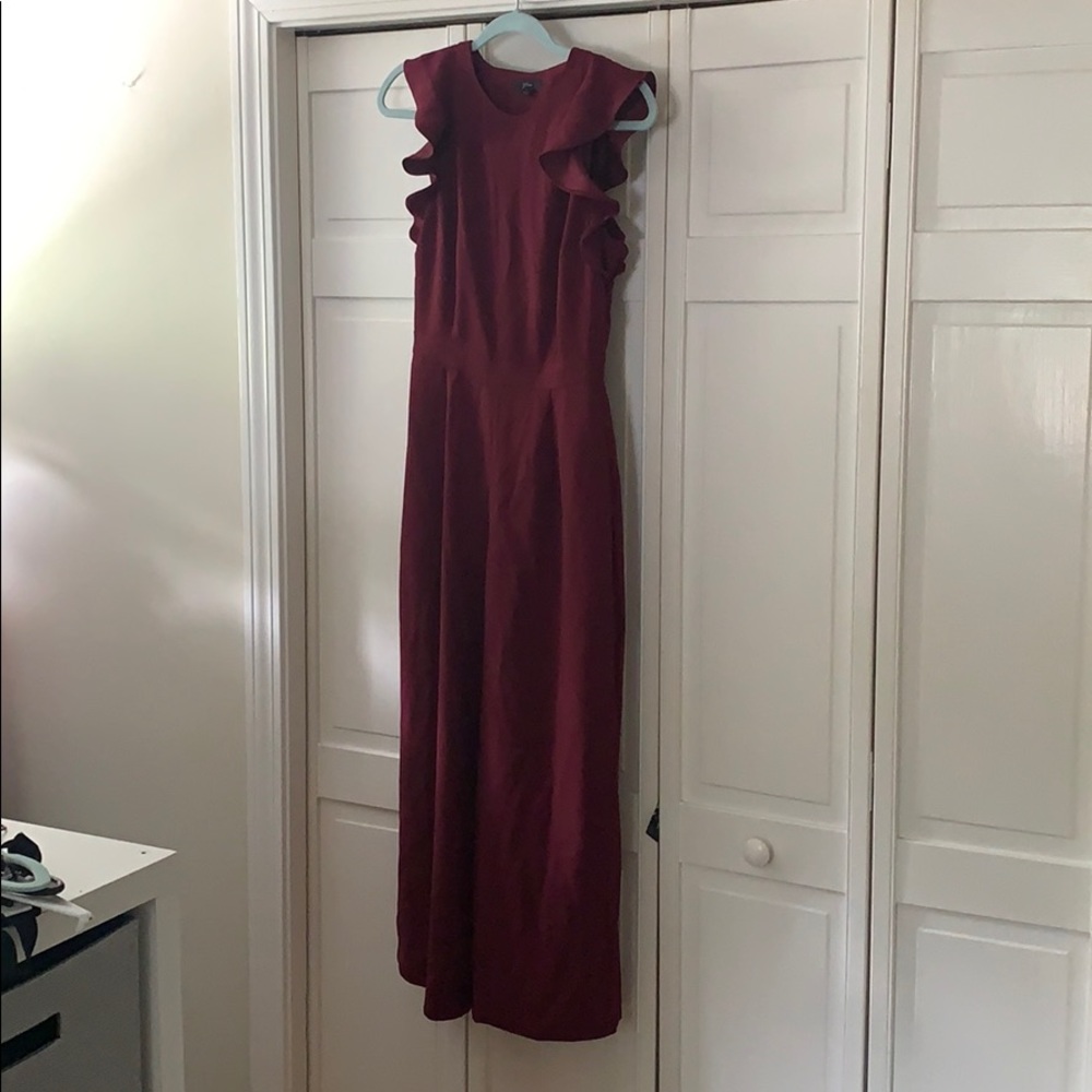 J. Crew Sleeveless Ruffle Jumpsuit in 365 Crepe